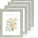 Hongkee 8x10 Picture Frame Set of 4, Made of Real Glass and Sage Green Wooden Frame, 8 by 10 Photo for Wall or Tabletop - Display Picture 5x7 with Mat or 8x10 Without Mat