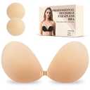 CITVEML Sticky Adhesive Bra for Women, Strapless Invisible Push Up Brassiere, Reusable Backless Bra for Dress Nude