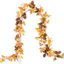 DearHouse 2 Pack Maple Leaf Vine Garland, 6.5 Ft/Piece Artificial Autumn Foliage Thanksgiving Decor for Home Wedding Fireplace Party Christmas