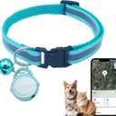 Silicone Bell Cat Tracker, Locator for Pets Only iOS, Location Tracking Collar for iOS, Works Worldwide with Any Collar, No Other Fees, Huthur Tag, (Lake Green)