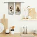 Christmas Hand Towels 2 Pack 16x24 Inches  Elegant Holiday Kitchen Towels with Snowy Christmas Tree and Santa Claus  Decorative Festive Dish Towels for Kitchen & Bathroom