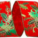 Reliant Ribbon 93656W-985-40F Holly Sparkle Velvet Wired Edge Ribbon, 2-1/2 Inch X 10 Yards, Red/Green