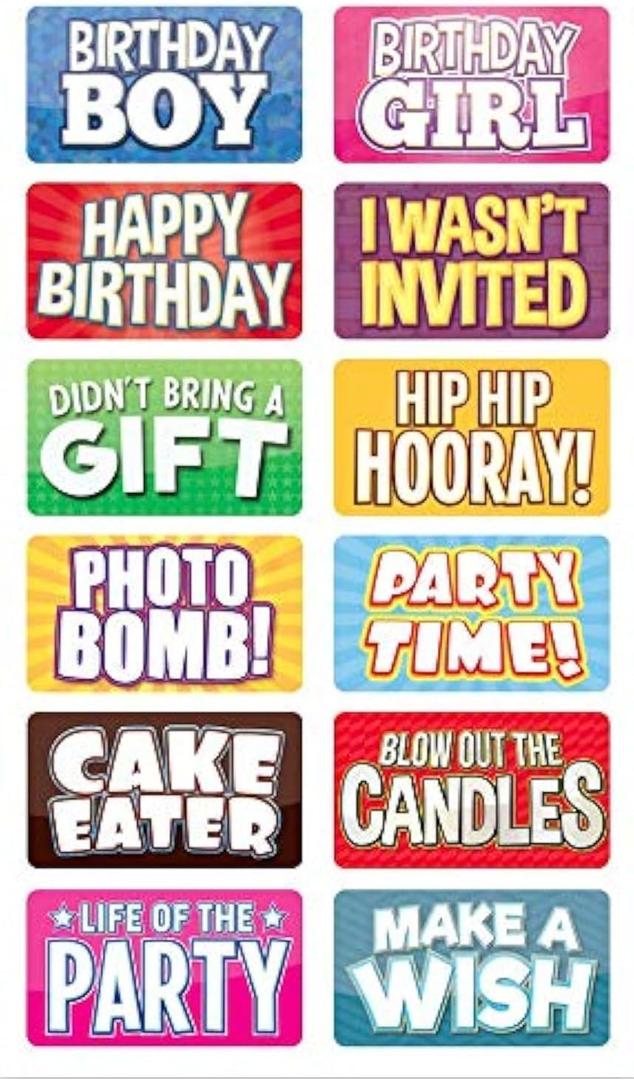 KING PROPS Premium Multicolor Photo Booth Props Kit English Letter Perfect Water Proof Perfect 18th, 30th, 40th, 50th Birthday Celebrations Parties Decorations and More, Double Sided 6 Count