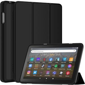 8" Tablet Case (Only for 12/10th Generation, 2024/2022/2020 Released), Incompatible with Nokia TCL Samsung TabletDJ&RPPQ Tri-fold PU Leather Cover with Auto Wake/Sleep-Black