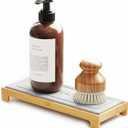 SpaceAid DryingNeat Instant Dry Sink Caddy Organizers, Kitchen Sponge Soap Holder Dispenser, Countertop Fast Drying Counter Tray Rack (Bamboo, Gray)