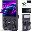 R36MAX Retro Handheld Game Console, 4.0 Inch IPS HD Screen Portable Retro Gaming Console, 1.5GHz CPU Support 30+ Emulator Console Video Game Console, 4000mAh Battery (64GB Translucent Grey)