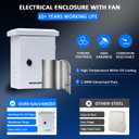 Outdoor Electrical Box withElectrical Cabinet Cooling Fan and Thermostat Set 15.7 * 19.7 * 7.9" IP Weatherproof Box, Vented Box with Removable Mounting Plate Wall/ Pole Mounted(40 * 50 * 20cm)