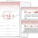 Baby Shower Invitation Kit, Diaper Raffle Games, Books For Baby, Pink Rose Gold Baby Gender Reveal Fill In Invites Cards, Each Design 25 Cards & 25 Envelopes A Total of 100 set - BABYSET-003