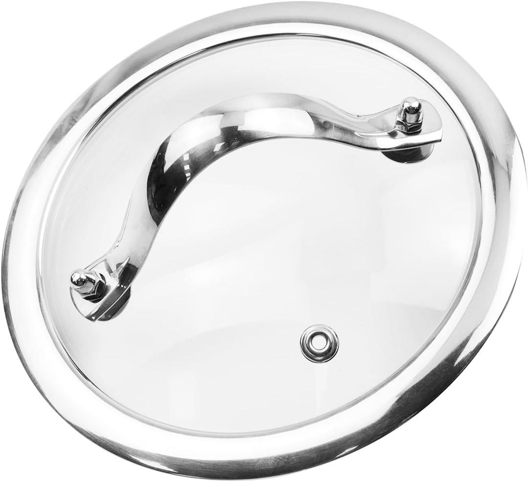 HEVSTIL 6 Inch Tempered Glass Lid for Frying Pans - Vented Skillet Cover with Stainless Steel Handle (Wide edge)