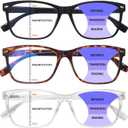 CLASAGA Progressive Multifocus Reading Glasses for Women, Blue Light Blocking Ladies Computer Readers with Spring Hinge. (3 Mix-1)