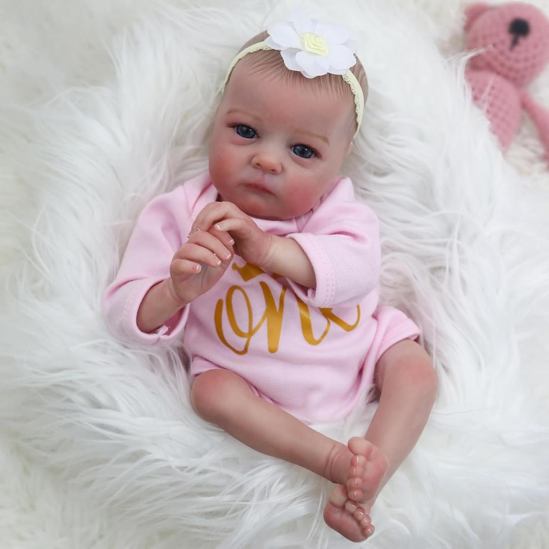 WOOROY Realistic Reborn Baby Dolls - 16 Inch Lifelike Newborn Preemie Baby Dolls Girl Handmade Real Life Baby Dolls Soft Cloth Body Gift Toy for Kids Age 3+