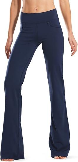 Regular Tall Bootcut Yoga Pants, 4 Pockets, UPF50+, 31 Inseam, (Medium, Style1-Blue)