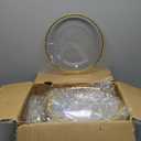Tioncy 50 Set Clear Charger Plates Bulk Beaded Plastic Charger Plates 13 Inch, Napkin Rings, Acrylic Round Dinner Table Decorative Plate for Wedding Party Event (Clear and Gold)