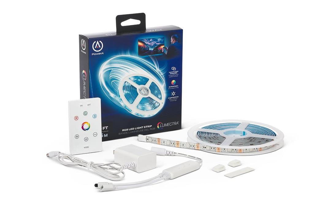 PowerA Lumectra 18FT RGB LED Light Strip with Control Remote, Music Sync Color Changing Light Strip
