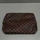 GOAYETN Brown Black Checkered Chessboard Flag Makeup Bag For Woman Leather Cosmetic Case Toiletry Bag Travel Portable Make Up Organizer