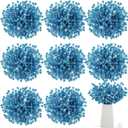 Censen 50 Pieces Artificial Holly Berry Stem Picks with Snowflake Frosted Christmas Tree Branches Fillers Ornaments Snowy Berry Twig Branches for Xmas Garland Wreath Winter Home Decor (Lake Blue)