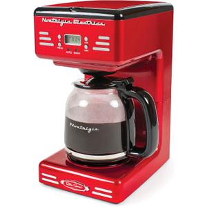 Nostalgia Retro 12-Cup Programmable Coffee Maker With LED Display, Automatic Shut-Off & Keep Warm, Pause-And-Serve Function, Red