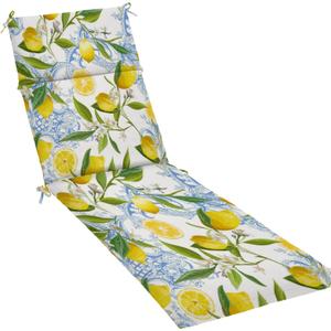 Outdoor Indoor Lounger Patio Cushion Seamless Yellow Lemon Fruits Floral Chaise Lounge Cushion Water-Resistant Accessory for Chair Patio Furniture Seat Cushion 72.5x21x2inch