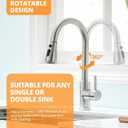 Kicimpro Kitchen Faucet with Pull Down Sprayer, Zero Leakage 3 Hole Brushed Nickel RV Kitchen Sink Faucet with Water Line, NSF Certified Lead-Free 304 Stainless Steel Touchless Kitchen Sink Faucets