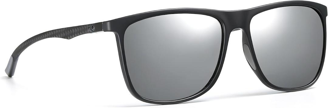 Carbon Fiber Polarized Sunglasses for Men Women, Retro Square Frame, UV400 Protection HD Lens, Driving Fishing Sports