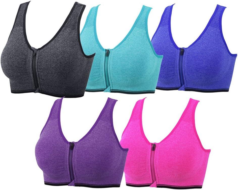 YEYELE Medium Support and Removable Pad Tank Top Racerback Post Surgery Sports Bras for Women L