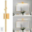 Gold Bathroom Vanity Light Fixtures - 24 inch Modern LED Brushed Gold Vanity Wall Sconce with 6000K White Light Brushed Bathroom Wall Sconce Over Mirror 18W for Bedroom Dimmable Rotatable
