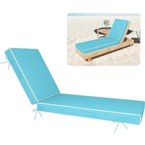 Chaise Lounge Cushions Outdoor Furniture 80 x 26 Inch Patio Lounge Chair Cushions 4'' Thick Waterproof Outdoor Chaise Cushion Weather Resistant Pool Lounger Cushion(Lake Blue)