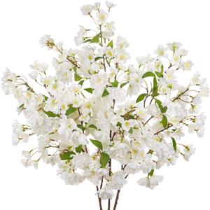 Hollyone 3 Pack Artificial Cherry Tree Branches, 41 Inches Tall Artificial Flowers for Decoration, Artificial Cherry Blossom Silk White for Home Decoration, Wedding