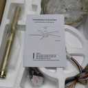 WINGBO 72 Inch DC Ceiling Fan with Lights and 3 Downrods, 5 Reversible Carved Wood Blades, 6-Speed Noiseless DC Motor, Large Ceiling Fan in Brass Finish with White Blades, ETL Listed