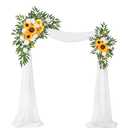 WEIERYUE Artificial Wedding Arch Flowers Kit(Pack of 3),2Pcs Artificial Flower Arch Decor,1Pcs Sheer Drape for Wedding Ceremony Arbor for WeddingCeremony (Sunflower Wedding)