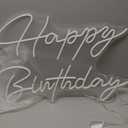 Tujoe 30" x 21" Happy Birthday Neon Sign Large Happy Birthday LED Neon Light Signs with Dimmable Switch 12V Power Adapter for Party Wall Decoration Bar Rave Home Decor Backdrop(Cold White,30" x 21")