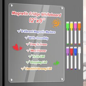 Acrylic Dry Erase Board Whiteboard for Fridge Meal Planner Menu Board for Kitchen Grocery to do List Shopping List Family Dinner Refrigerator Chore Chart Chore Board Clear Planning Board