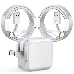iPad Charger iPhone Charger, 12W USB Power Adapter Foldable Portable Travel Plug with 2Pack MFi Certified 6FT i Pad Charging Cord Cable for iPad4/5/6/7/8/9, iPadmini 1/2/3/4/5, iPadAir 1/2/3, iPhone