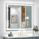 OKPAL 40x36 LED Bathroom Mirror with Lights, Anti-Fog Lighted Bathroom Mirror, Dimmable Lighted Mirrors for Bathroom Wall, LED Vanity Mirror, Shatterproof, ETL Listed, Horizontal/Vertical (No Frame)