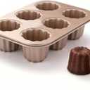 6-Cavity Canel Pan Nonstick, Carbon Steel Canele Mold for French Pastry Baking, Small Batch Canele Baking Pan for Mini Cakes, Custards & Home Baking