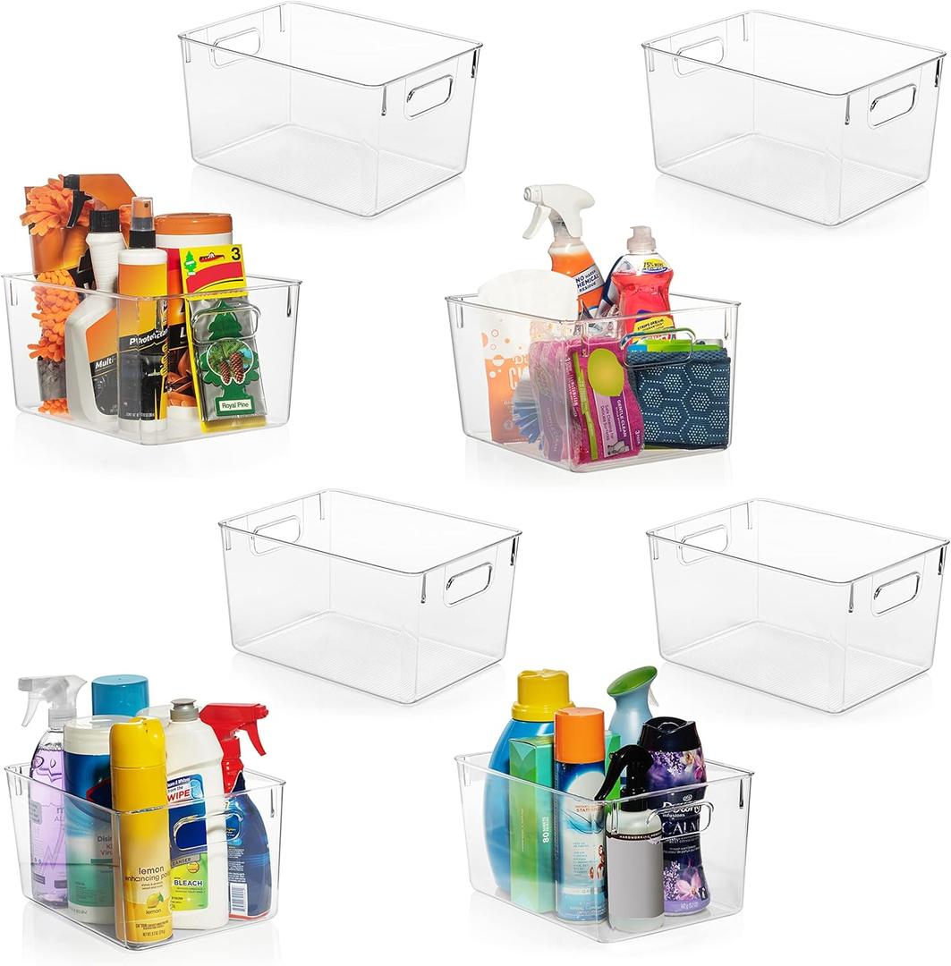 ClearSpace Clear Plastic Storage Bins  Pantry Organizers & Storage Containers, Cabinet Organizer - Home Organization Must Haves for Kitchen, Laundry Room, Office, Closet, Garage & Freezer (8 Pack)