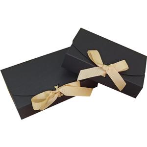 SULALIN 25 Pack Small Paper Boxes For Gifts With Lids And Ribbon,7x4.7x1.6 In Bridesmaid Boxes For Proposal, Kraft Gift Wrap Boxes For Present,Cajitas Para Regalos (black)