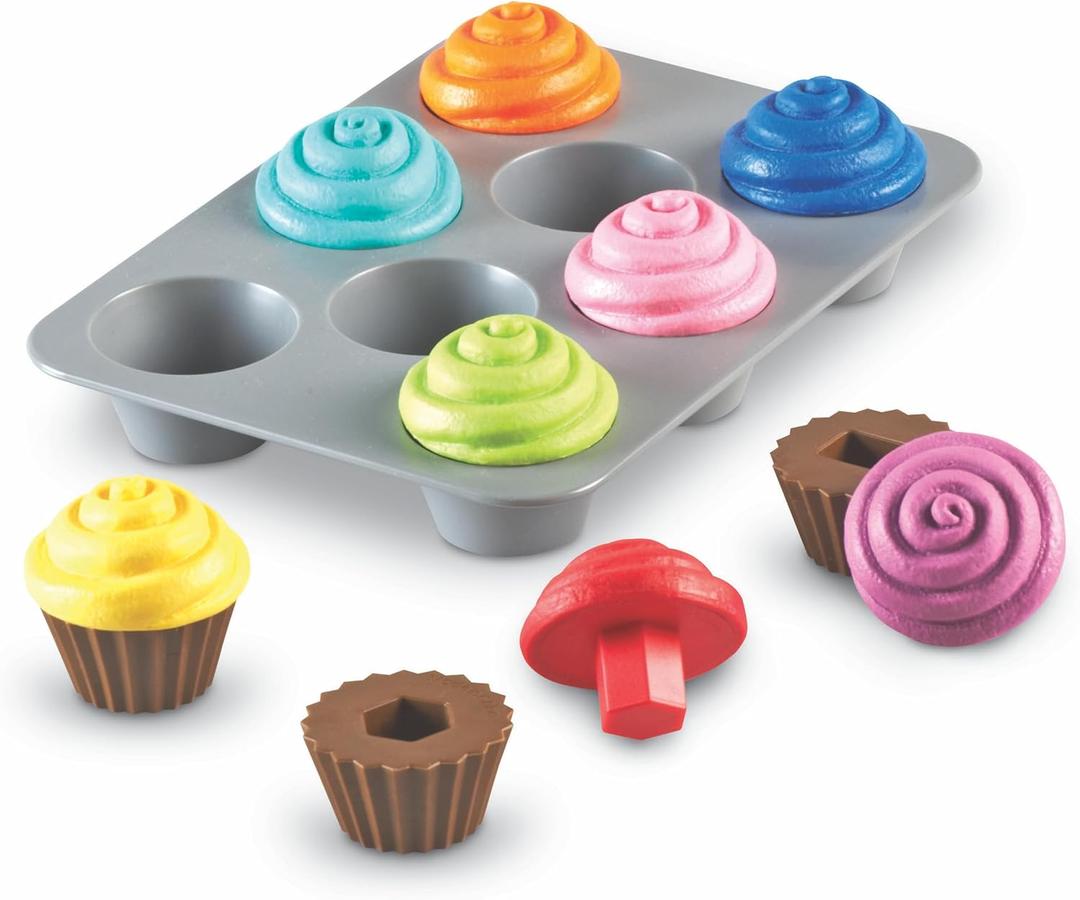 Learning Resources Smart Snacks Shape Sorting Cupcakes, 17 Pieces, Ages 18 Months+, Fine Motor, Color & Shape Recognition