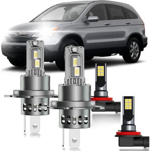 for Honda CRV 2007-2014 Fog Lights Bulbs Combo, 4pcs Super Bright White Dual Beam and Fog Lights Blubs Package, 1:1 Size as Stock Bulbs, Plug and Play