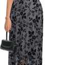 Women's Sexy V Neck Sleeveless Mesh Maxi Dresses Summer Casual Elegant Long Floral Dress Wedding Guest Cocktail Party (Grey)