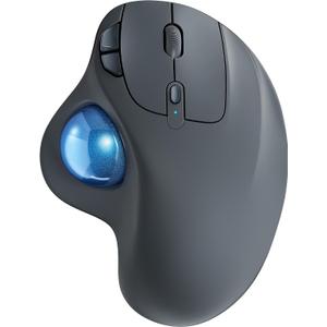 Nulea M501 Wireless Trackball Mouse, Rechargeable Ergonomic, Easy Thumb Control, Precise & Smooth Tracking, 3 Device Connection (Bluetooth or USB Receiver), Compatible for PC, Laptop, Mac, Windows.