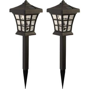 Crosslight Solar Powered Pathway Lights (2 Pack) - Pagoda Outdoor LED Lights, Waterproof for Garden, Yard, Patio, Lawn, Walkway - Decorative Ground Stake Lighting | Warm White