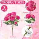 8 Pack Hot Pink Peonies Artificial Flowers, Fake Silk Hydrangea Bouquet for Bridal Wedding Home Table Decor Reusable Dining Opening Ceremony Birthday Arrangement Faux Floral