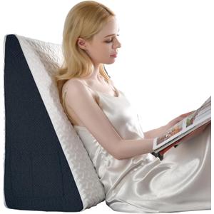 Cosmoluxe 12" Bed Wedge Pillow with Cooling Memory Foam Top, Triangle Pillow for Acid Reflux, Heartburn, Snoring, and GERD Relief, Headboard Wedge to Reduce Neck and Back Pain