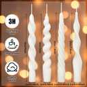 Nuanchu 4 Pcs Twisted Taper Candles Wax Unscented Smokeless Spiral Swirl Candlesticks for Wedding Holiday Dinner Party Home Decorations(7.87 Inch,Pure,White)