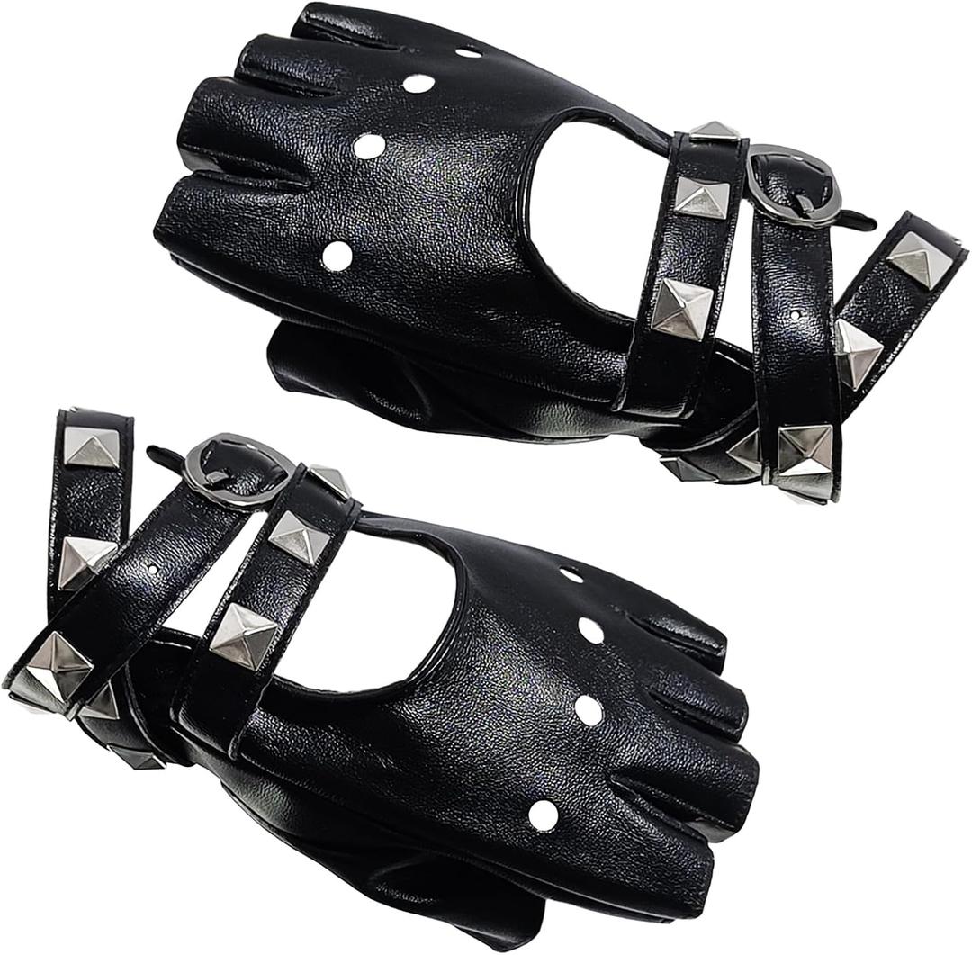 Punk Gloves Gothic Gloves Faux Leather Halloween Rivet Glove Emo Y2k Glovee Sence Accessory Motorcycle Glove