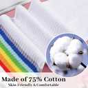 Plus Size Thigh High Socks for Women Thick Thighs Cotton Knit Extra Long Over the Knee Leg Warmer (White & Rainbow Stripe)