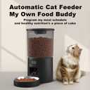 Automatic Cat Feeder 4.2L,6 Meals/Day,Dual Power Portion Control Feeder,Dry Pet Food Auto Dispenser,Timer Setting,10S Voice Record (Transparent Black, Stainless Steel Bowl)