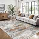 Washable Rug 6x9, Abstract Morden Soft Area Rug, Non-Slip Low Pile Rugs for Living Room, Bedroom, Dining Room, Home, Office(Grey & Brown)