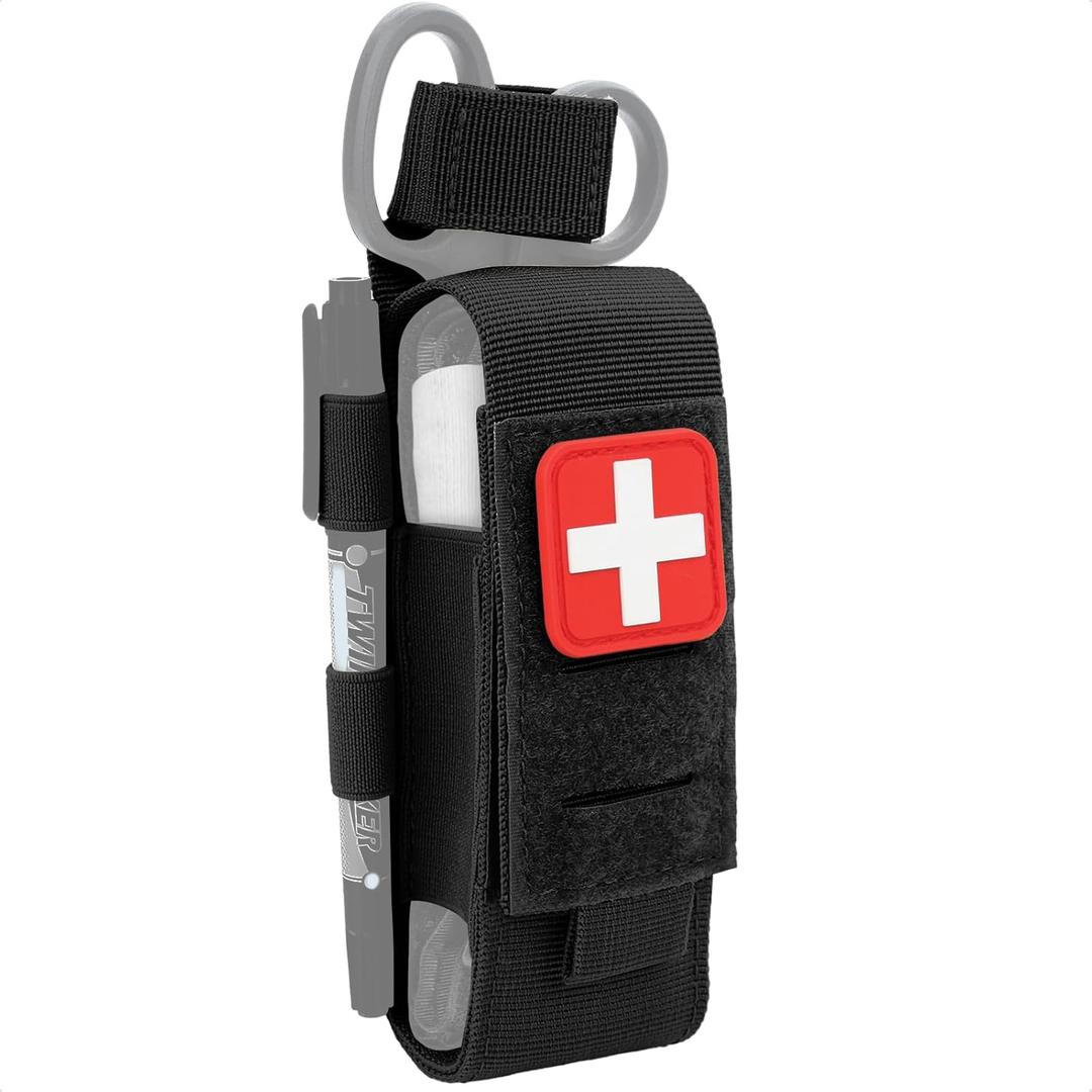 ZZY Tactical Tourniquet Pouch Holder, Molle Medical Shears Pouch EMT Scissors Bag Fit for Tourniquet, EMT Shears, Folding Knife, Outdoor Small Tool Bag Organizer (Black)